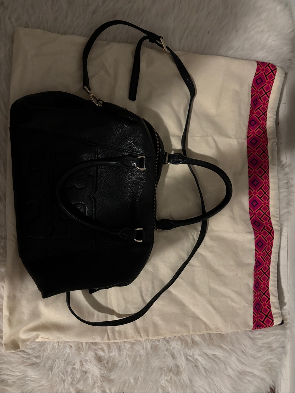 Tory Burch Black Leather Crossbody Satchel